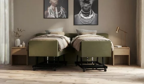 Verrijdbaar en deelbaar hoog laag boxspring